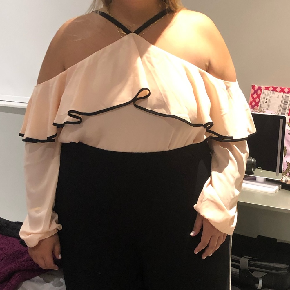 PLUS SIZE Pink-Cream Blouse